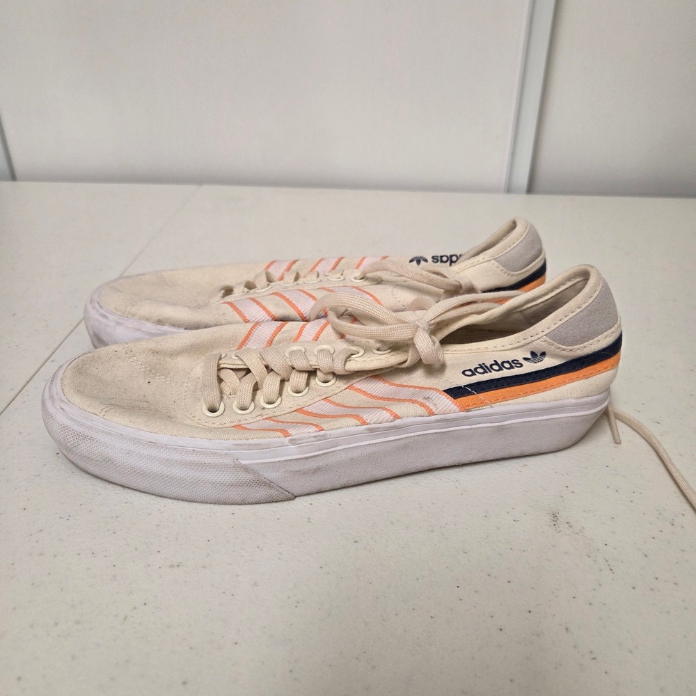 Adidas Court Rallye Slip Sneakers Off White Orange FY7497 Mens 7 Womens 8.5